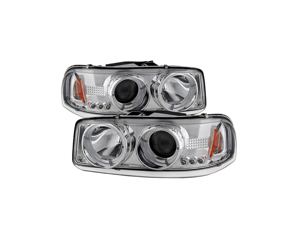 Spyder 99-06 GMC Sierra 1500/2500/3500 Projector Headlights LED Halo - Chrome