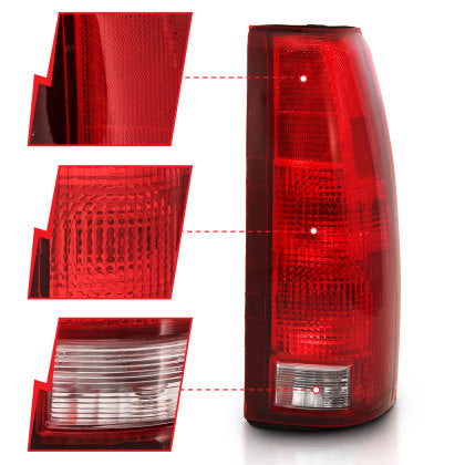 ANZO 1988-1999 Chevy C1500 Taillight Red/Clear Lens w/ Circuit Board (OE Replacement)