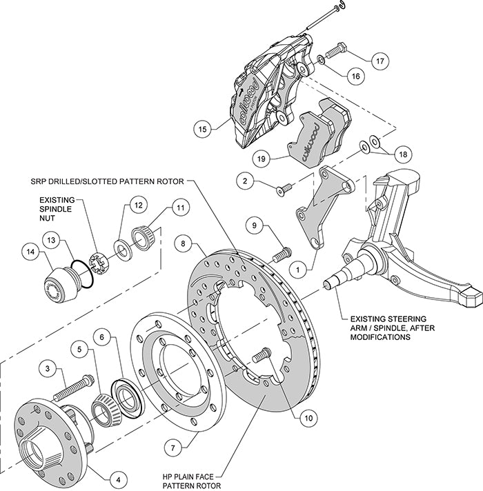 Wilwood - 1982-2003 Chevy S10 Forged Dynapro 6 Big Brake Front Brake Kit - 12.19-Inch Rotors